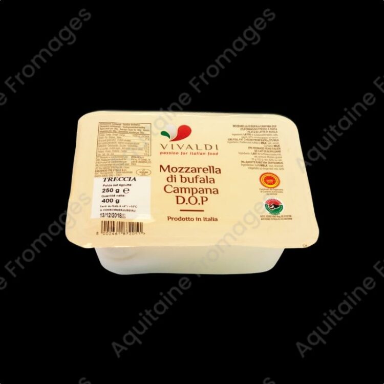 Emballage de Mozzarella di Bufala Campana AOP DOP Treccia